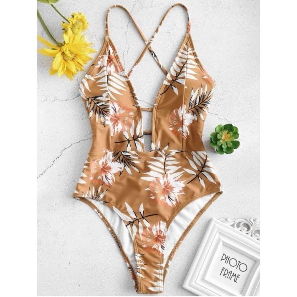 ✨Zaful Cinnamon flower one piece✨